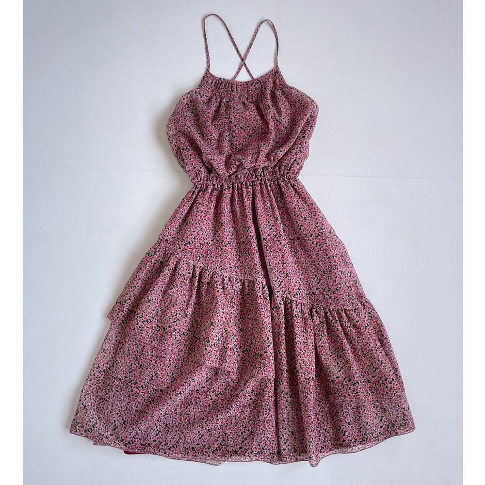 Vtg 70s Rae Hepburn Arabesque California Floral Sun Dress / Boho Sleeveless S/M